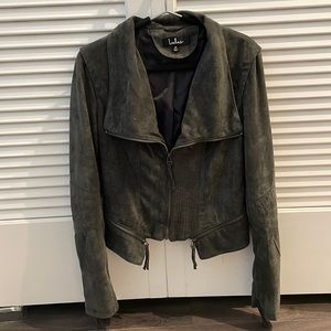 Lulus Gray Suede Moto Jacket